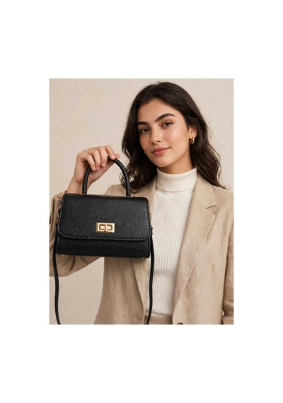 Names Bag Aura-gold Kilitli Tek Saplı Kadın Mini El Ve Omuz Çantası Siyah