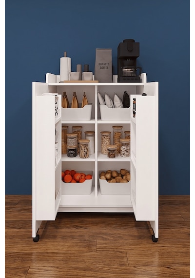 Lüks 2 Kapılı Çok Amaçlı Kiler Dolabı %100 Mdf Erzak Organizer Mutfak Dolabı Mk08 Kül Gri