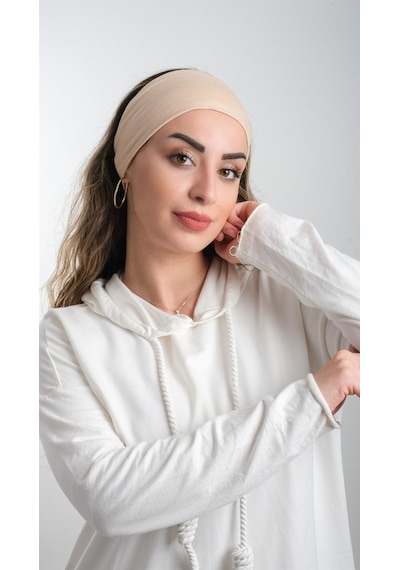 Hürrem Bone Sütlü Kahve Pratik Hazır Geçmeli Tesettür Bone Viskon Kumaş Sade