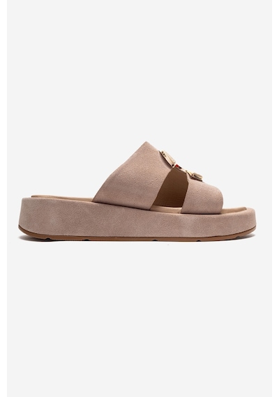 Luvishoes Blaze Bej Süet Hakiki Deri Kadın Terlik Bej