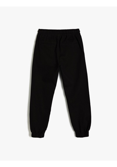 Koton Jogger Okul Pantolonu Beli Bağlamalı Pamuklu Cepli Siyah 5wkb40006tw Siyah