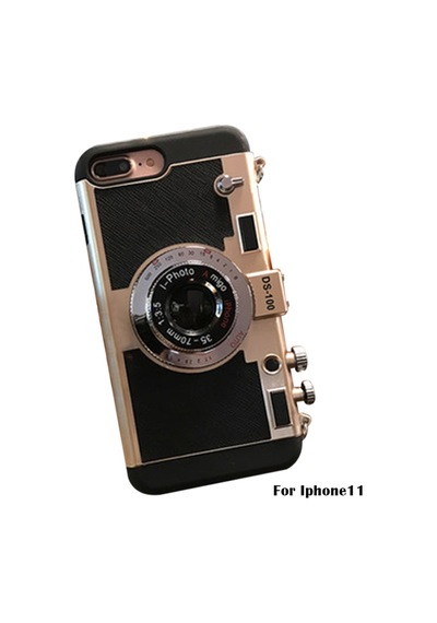 3d Telefon Kılıfı Vintage Kamera Tasarım Silikon Kapak Uzun Kayış Halatı Black, For  Apple Uyumlu iPhone 11pro