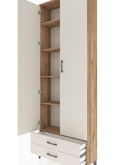 Arges Dolap 5 Raflı 2 Çekmeceli 2 Kapaklı 88x30x243 Çam-aytaşı Çam