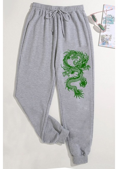 Uyguntarz Unisex Baskılı Eşofman Altı Gri - Mint