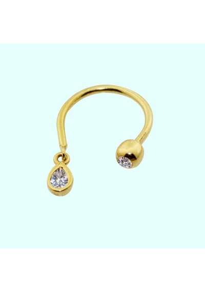 Altın Burun Hızma Piercing 14 Ayar Damla Taşlı