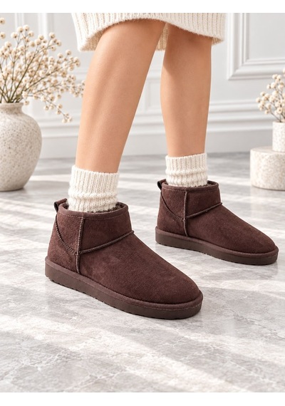 Dabab Shoes Holly Kadın Acı Kahve Lüks Süet İçi Kürklü Sıcak Astarlı 2 Cm Düz Tabanlı Kısa Bot Kar Botu Acı Kahverengi