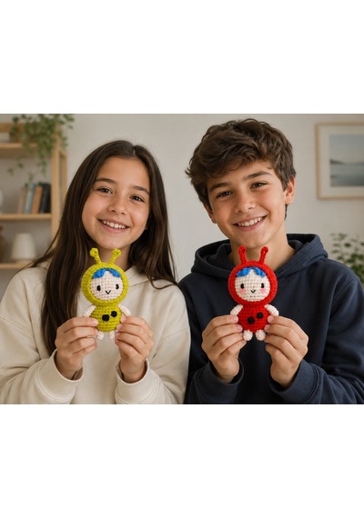 Bakgelal Hello Adorable Uğur Böceği Amigurumi Yapım Kiti, 2'li Bff Crochet Seti