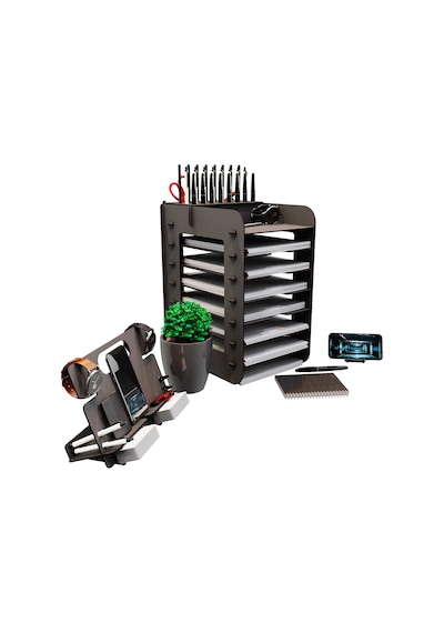 Kuk Design Robinia A4 Evrak Rafı Ofis Masaüstü Organizer Set Ceviz