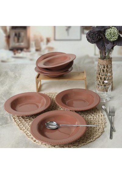 Kahverengi Bella Yemek Tabağı 21 Cm 6 Adet 605 Çok Renkli