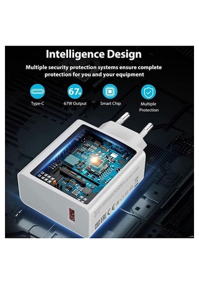 67w Type-c Şarj Adaptörü Ve Kablo Seti, Hızlı, Apple iPhone Redmi Huawei Uyumlu 67 W
