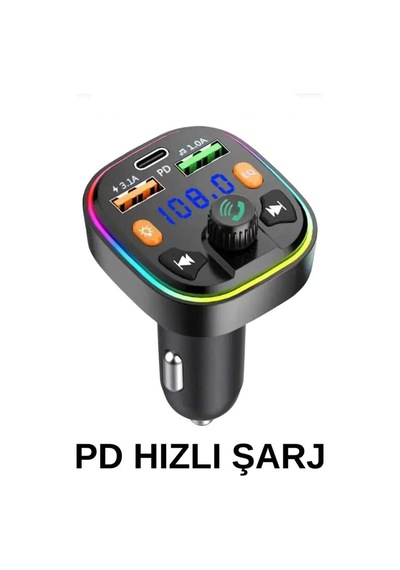 Bluetooth Araç Kiti Araç Fm Transmitter Usb Type-c Mp3 Sd Kart Flash Için Uygun Pd Çakmaklık Girişli - 829443470