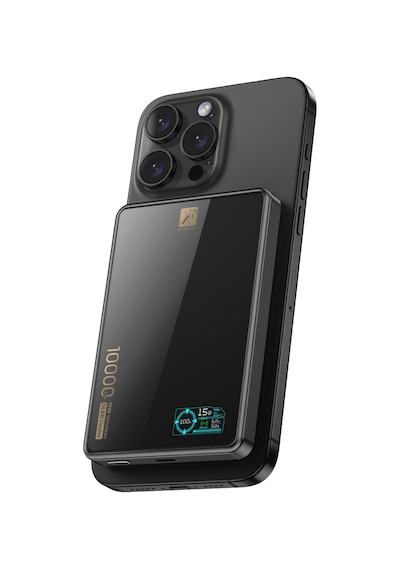 Pw598 10.000 Mah Dijital Göstergeli 20w Type-c Ve 15w Kablosuz Şarj Pd Hızlı Şarj Magsafe Powerbank Siyah