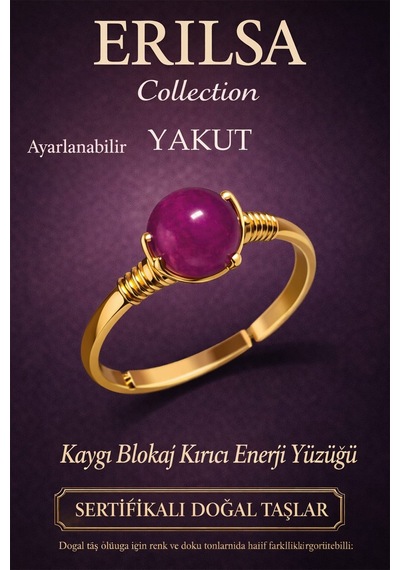 Sertifikalı Kaygı Blokaj Kırıcı  Yüzüğü Yakut Taşı Ayarla Çok Renkli