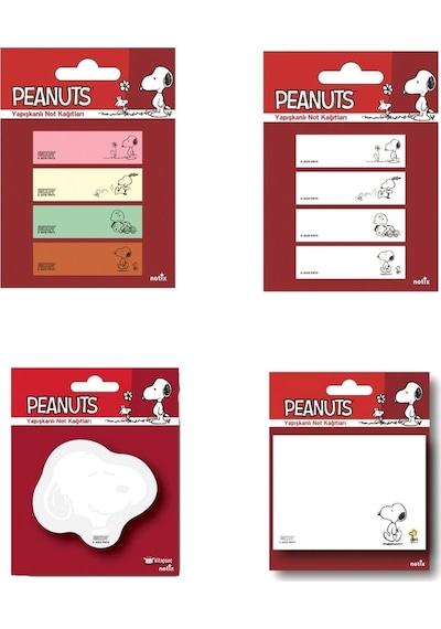 Snoopy Desenli 4 Farklı Model Yapışkanlı Not Kağıtları