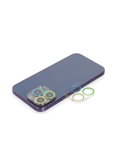 Apple iPhone  Uyumlu  13 Pro Renkli Kamera Lens Koruma Cam - Yeşil-sarı Çok Renkli