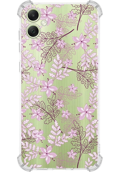 Samsung A05 Uyumlu Köşe Korumalı Floral Pudra Tasarımlı Şeffaf Silikon Kılıf