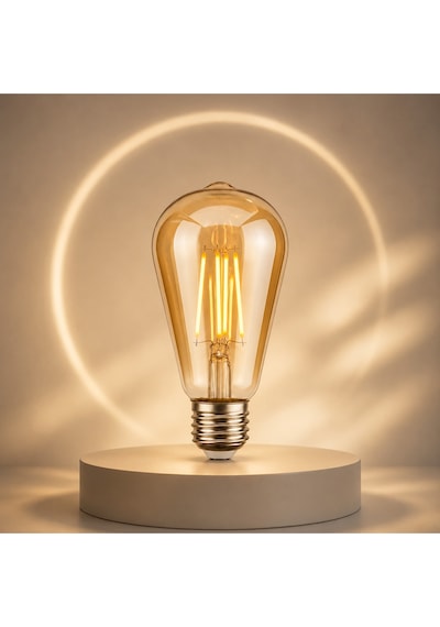St6 Led Filament Ampul 6w 2700k Amber Cam Sarı Işık 600 Lümen Tekli