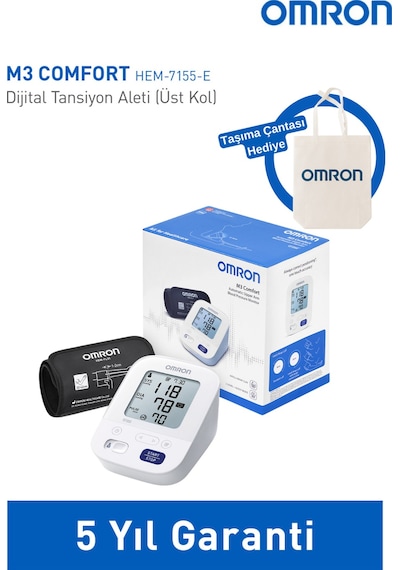 Omron M3 Comfort Üst Koldan Dijital Pilli Tansiyon Aleti,5 Yıl Garantili Taşıma Çantası Hediyeli