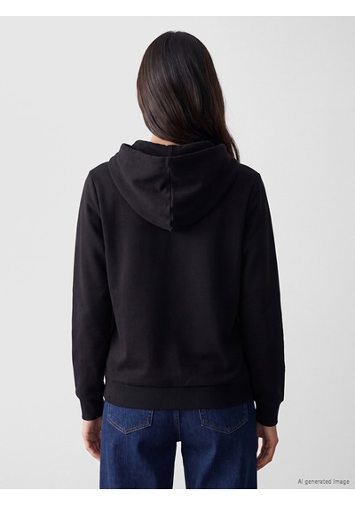Lcw Everyday Siyah Kapüşonlu Kadın Fermuarlı Sweatshirt