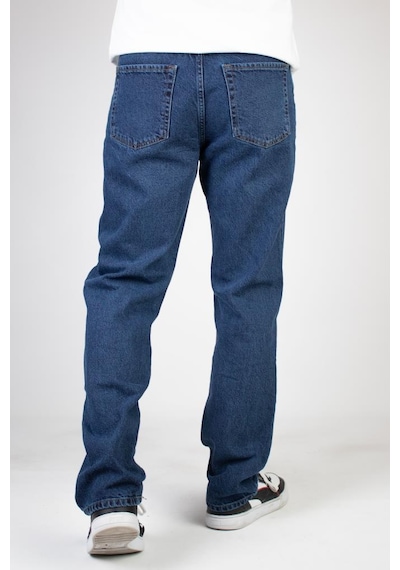HLT Jeans Erkek Mavi Baggy Fit Bol Kesim %100 Pamuk Denim Loose Jeans Kot Pantolon Leo 001