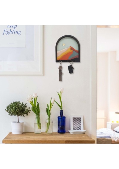 Caju Art & Decoration Ahşap Renkli Dağlar 3 Boyutlu Kabartma Hol Askı Anahtarlık Çok Renkli