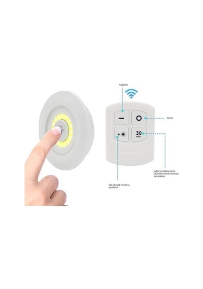 3lü Uzaktan Kumandalı Pilli Yapışkanlı Kablosuz Led Spot Lambalar