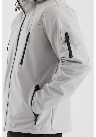 B.he.z Çıkartılabilen Fermuarlı Kapüşon Cepli İçi Polarlı Su Geçirmez Softshell Erkek Mont Taş Taş