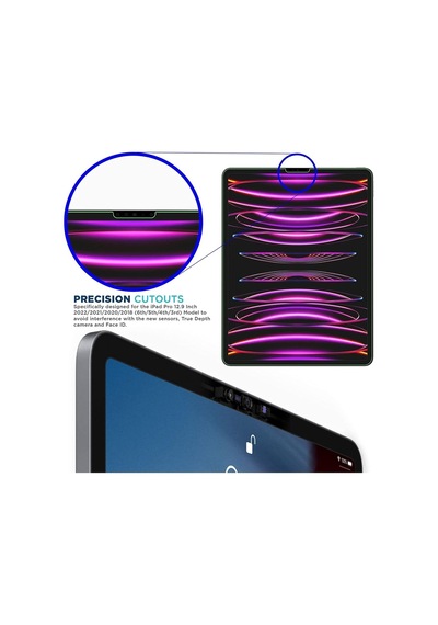Apple Uyumlu iPad, Pro 12.9 M2 Çip 2022 6. Nesil Nano Kırılmaz Ekran Koruyucu Şeffaf Cam Koruyucu