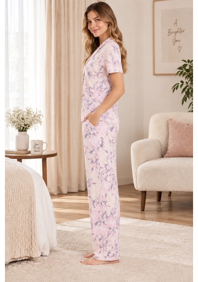 Lılac Kadın %100 Viskon Pudra Pembe Çiçek Desenli Gömlek Yaka Pijama Takımı Pudra Pembe Pudra Pembe Lılac Kadın %100 Viskon Pudra Pembe Çiçek Desenli Gömlek Yaka Pijama Takımı Pudra Pembe Pudra Pembe