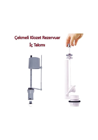 Klozet Sifon Çekmeli Rezervuar İç Takım Su Tasarruflu Seramik Açık Gri