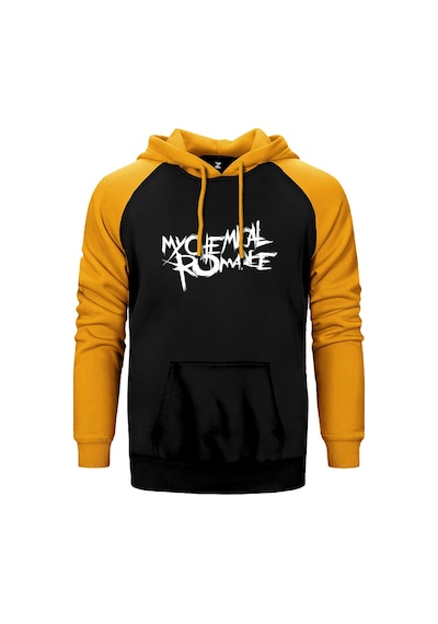 My Chemical Romance Logo Sarı Renk Reglan Kol Kapşonlu Sweatshirt Sarı