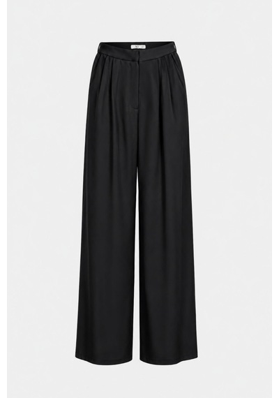 Açelyaokcu Premium Kalderon Wide Leg Dokuma Pantolon Siyah