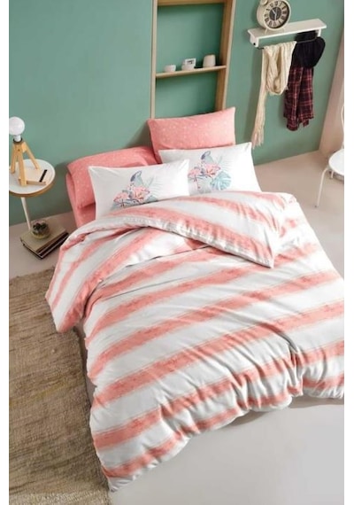 Cotton Life Florida Pembe Çift Kişilik Nevresim Takımı Pembe