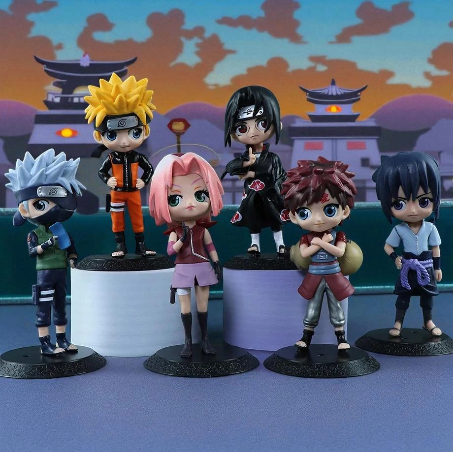 Naruto Shippuden 6'lı Anime Manga Figür Seti Uzumaki Kakashi İtachi Sakura Sasuke Bir Arada 15 Cm. Naruto - Bandai