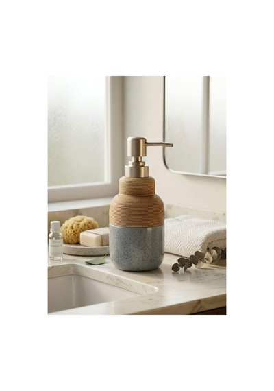 Porselen Sıvı Sabunluk - Lüks Banyo Ve Mutfak Sabunluk - 350 Ml Gri - 892981016 Gri