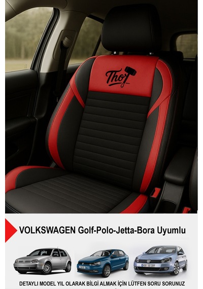 Naz Oto Thor Tay Tüyü Oto Koltuk Kılıfı Volkswagen Bora-golf-jetta-polo Uyumlu Kırmızı