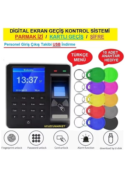 Digital Ekran Geçiş Kontrol Sistemi Parmak İzi-şifre-kartlı Geçiş-usb Personel Takip