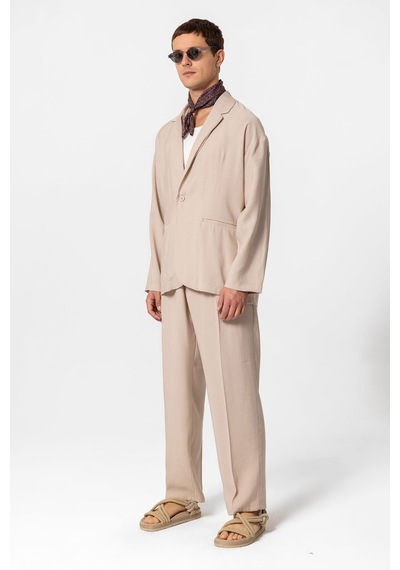 Antioch Oversize Astarsız Erkek Blazer Ceket Bej