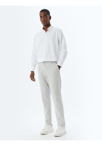 Koton Slim Fit Gömlek Uzun Kollu Pamuk Karışımlı Beyaz 5wam60067hw Beyaz
