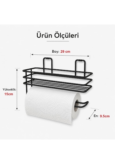 Yapışkanlı Raflı Havlu Askısı,baharatlık Askısı,kağıt Havlu Askılı Duvar Tipi Baharatlık Ve Şam