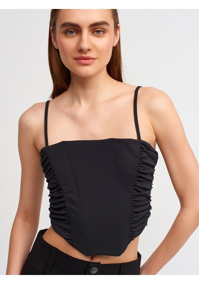 Dilvin 20129 Büzgülü Detaylı Crop Top