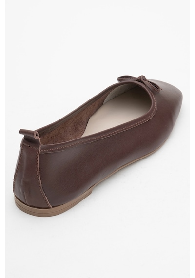 Luvishoes Luvi Shoes Sosa Kahverengi Cilt Hakiki Deri Küt Burunlu Fiyonklu Kadın Babet Ayakkabı Kahverengi