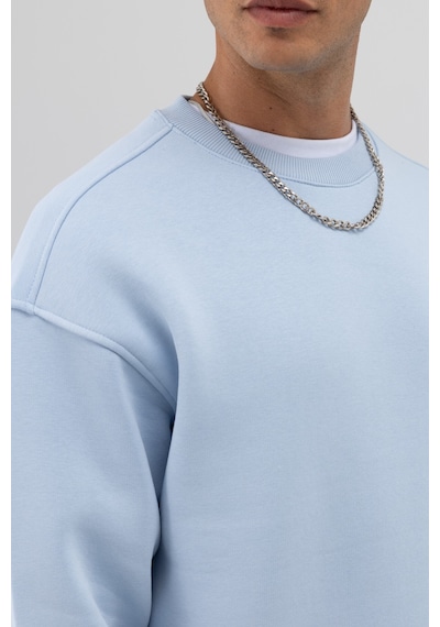 Vamos Basic Bisiklet Yaka Oversize Sweatshirt Bebe Mavi