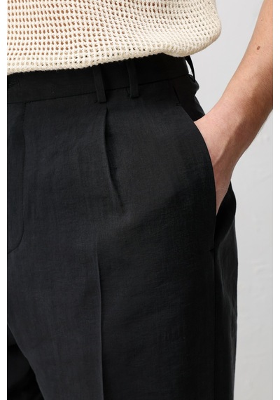 Antioch Lyocell Relaxed Fit Pileli Erkek Pantolon Siyah