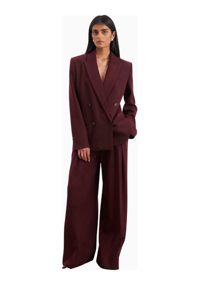 Because Of Alice Dropped Waist Double Breasted Blaze Oversize Kadın Ceket Bordo