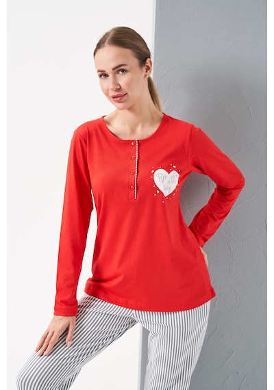 Relax Mode Kadın Kırmızı Patlı Pijama Takımı - 28062r