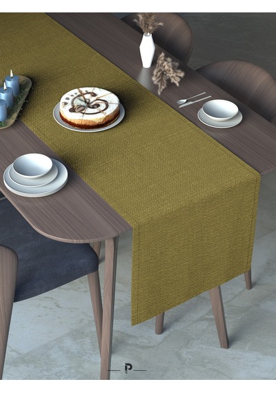 Br Perle Perle Home Keten Dokulu Runner Yağ Yeşili Renk Dekoratif Şık Runner Örtü