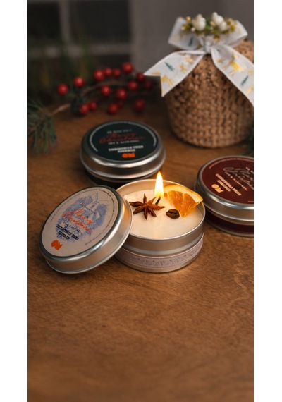 Yeni Yıl Hediyesi - Gift Box 3'lü Christmas Tree Soya Wax Mum Beyaz