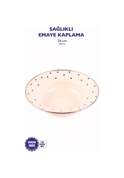 Emaye Black Cupid Çukur Makarna Salata Tabağı 24cm Çok renkli