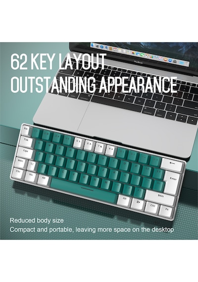 T60 Mini Rgb Oyun Klavyesi Gaming Mekanik 62 Tuşlu 18 Rgb Led Usb Tip-c Kablosu